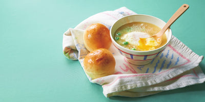 【レシピ】グリンピースとポーチドエッグのオニオンスープ